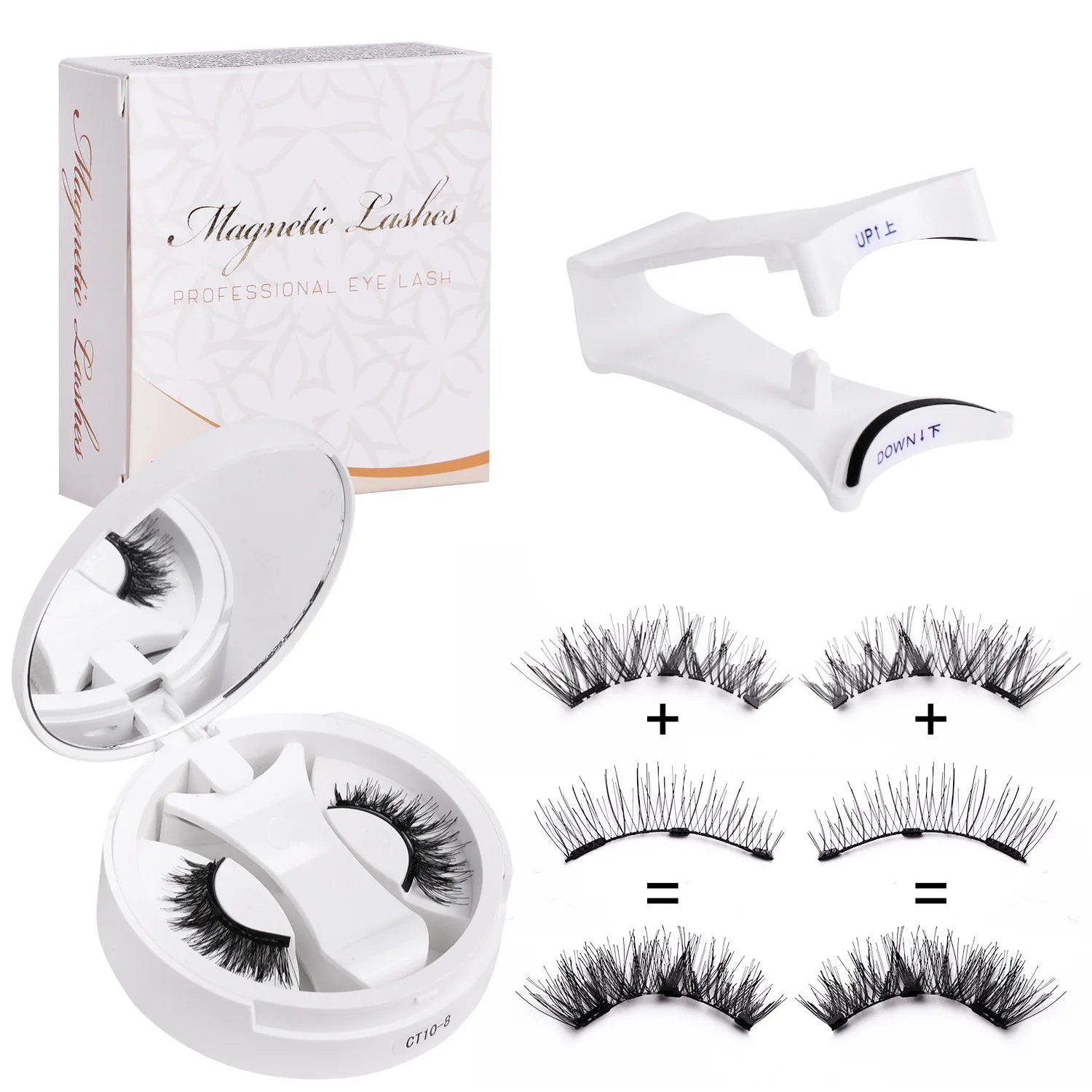 Goodobe Magnetic Eyelash Extension Set — Natural Long Strip Lashes with Tweezers