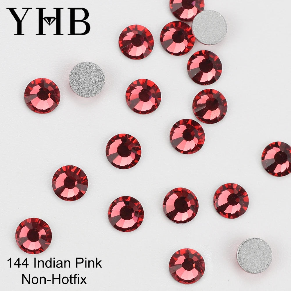 YHB Crystal Flat Back Rhinestones — Glitter Gemstones for Nails and Fabric