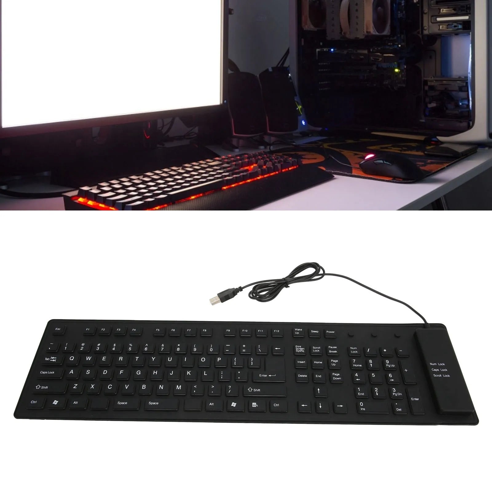 VBESTLIFE Foldable Silicone Keyboard — Waterproof USB Wired Typing Solution