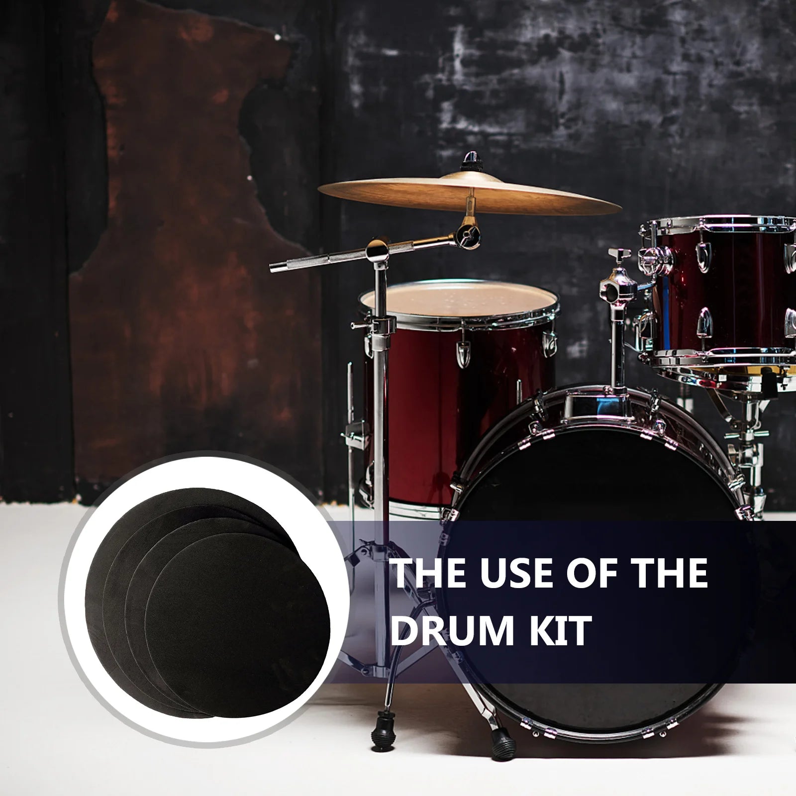 4-Piece Drum Practice Pad Set — Silent Percussion Mute Kit for Noise Reduction