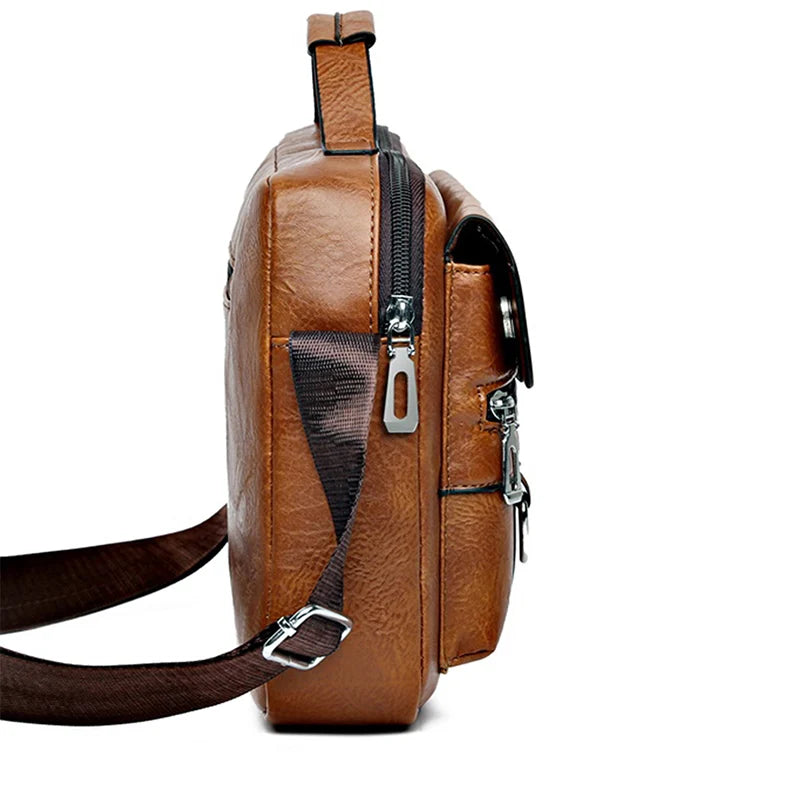Men's Retro Messenger Bag — Waterproof Laptop Briefcase for Work & Travel