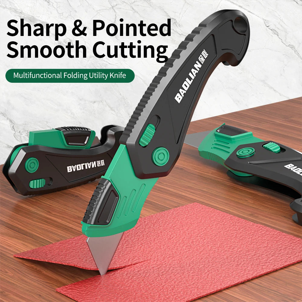 Multifunction Foldable Craft Knife — Heavy Duty Cutter for Carpet and Leather