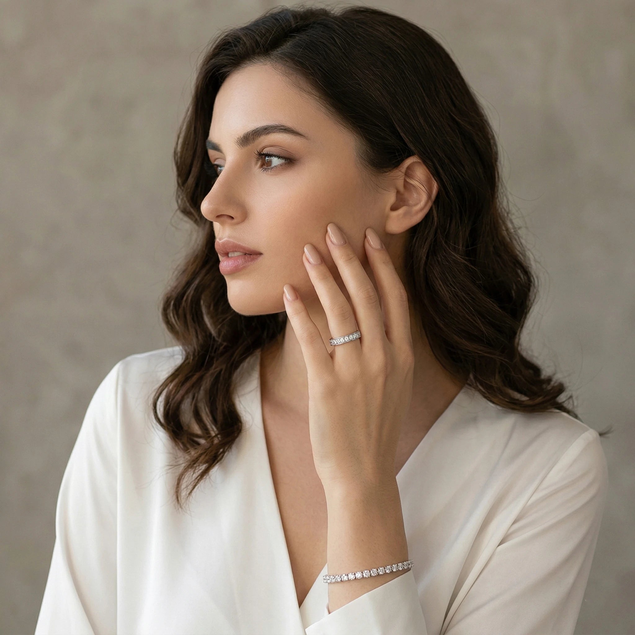 Moissanite Eternity Ring — 925 Sterling Silver Stackable Band