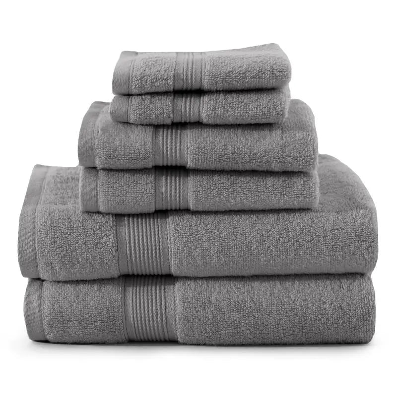 Premium 6-Piece Cotton Bath Towel Set — Soft Absorbent Zero Twist Weave