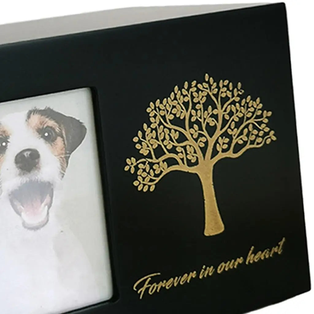 Wooden Pet Cremation Urn — Memorial Keepsake Box with Photo Frame