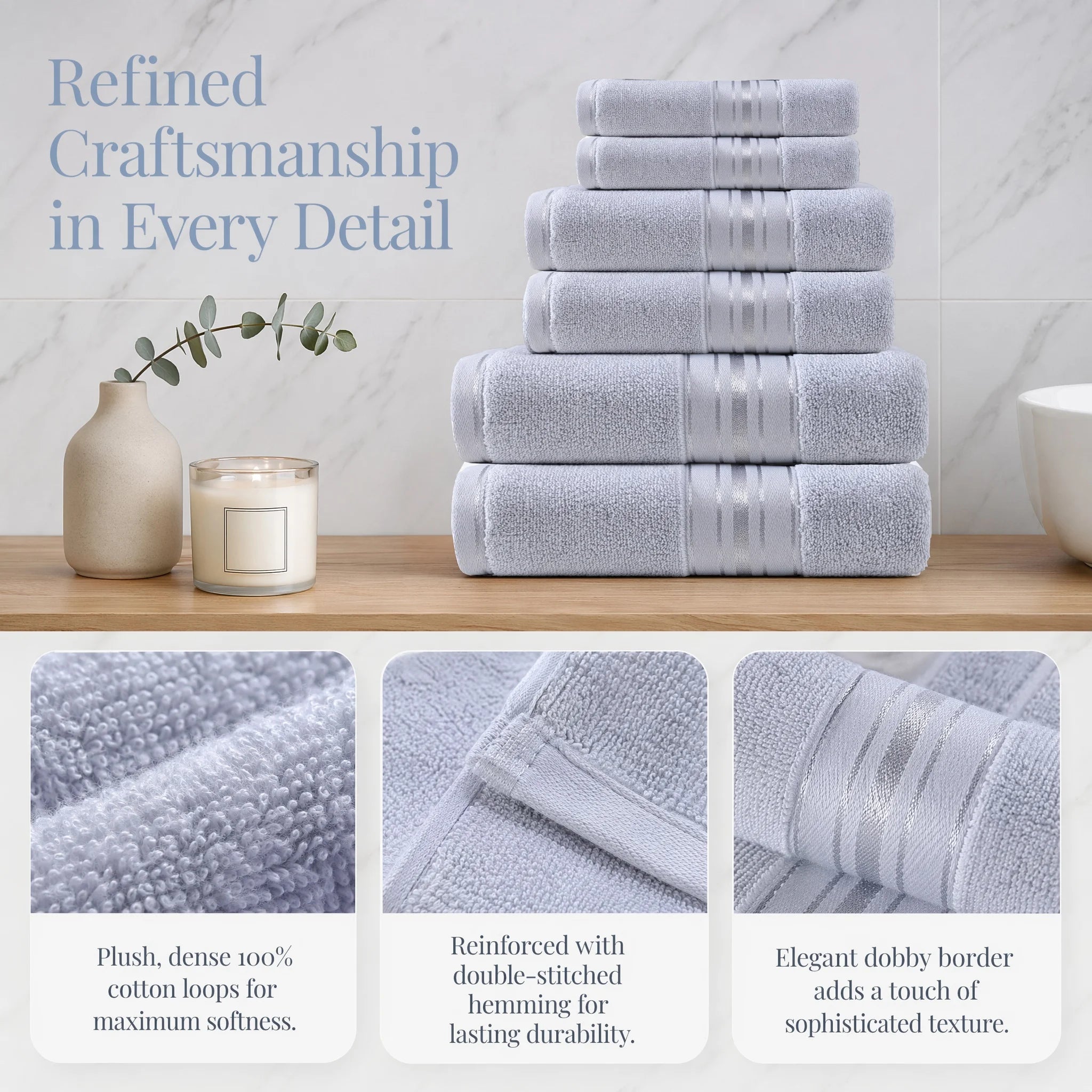 Luxury 6-Piece Cotton Towel Set — Super Absorbent Bathroom Collection