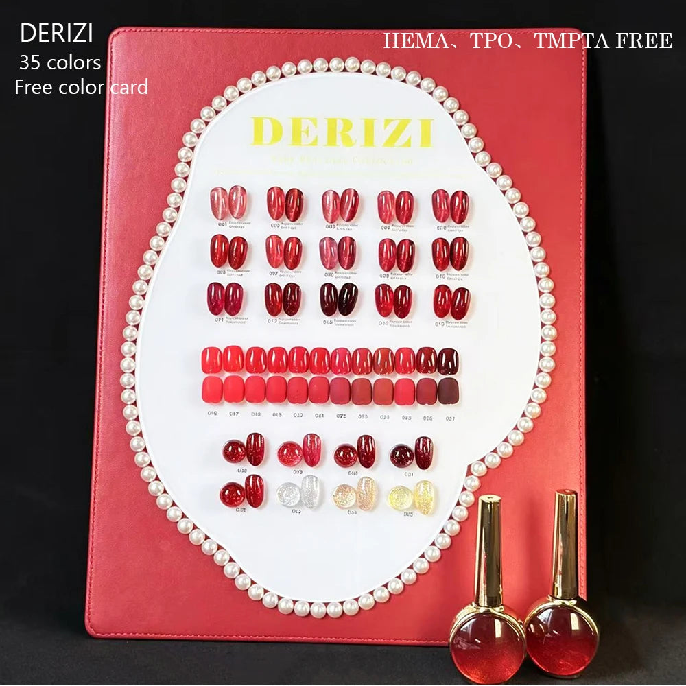 Derizi Red Gel Nail Polish Set — Professional Soak Off Kit with Color Chart