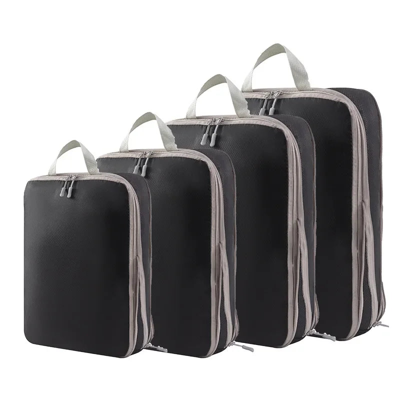Luggage Organizer Set — Compressible Travel Packing Cubes with Handbag