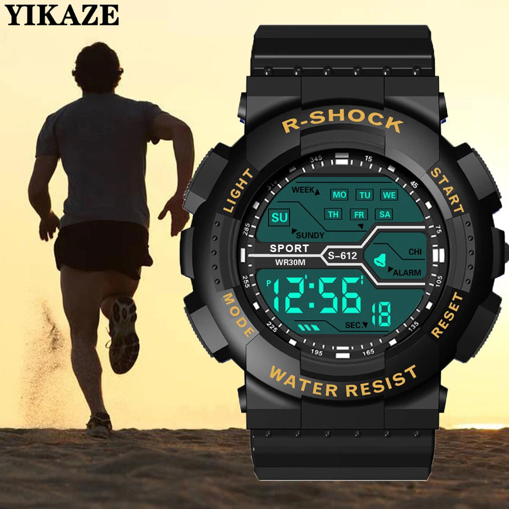 YIKAZE Men's Digital Sports Watch — Waterproof LED Military Wristwatch