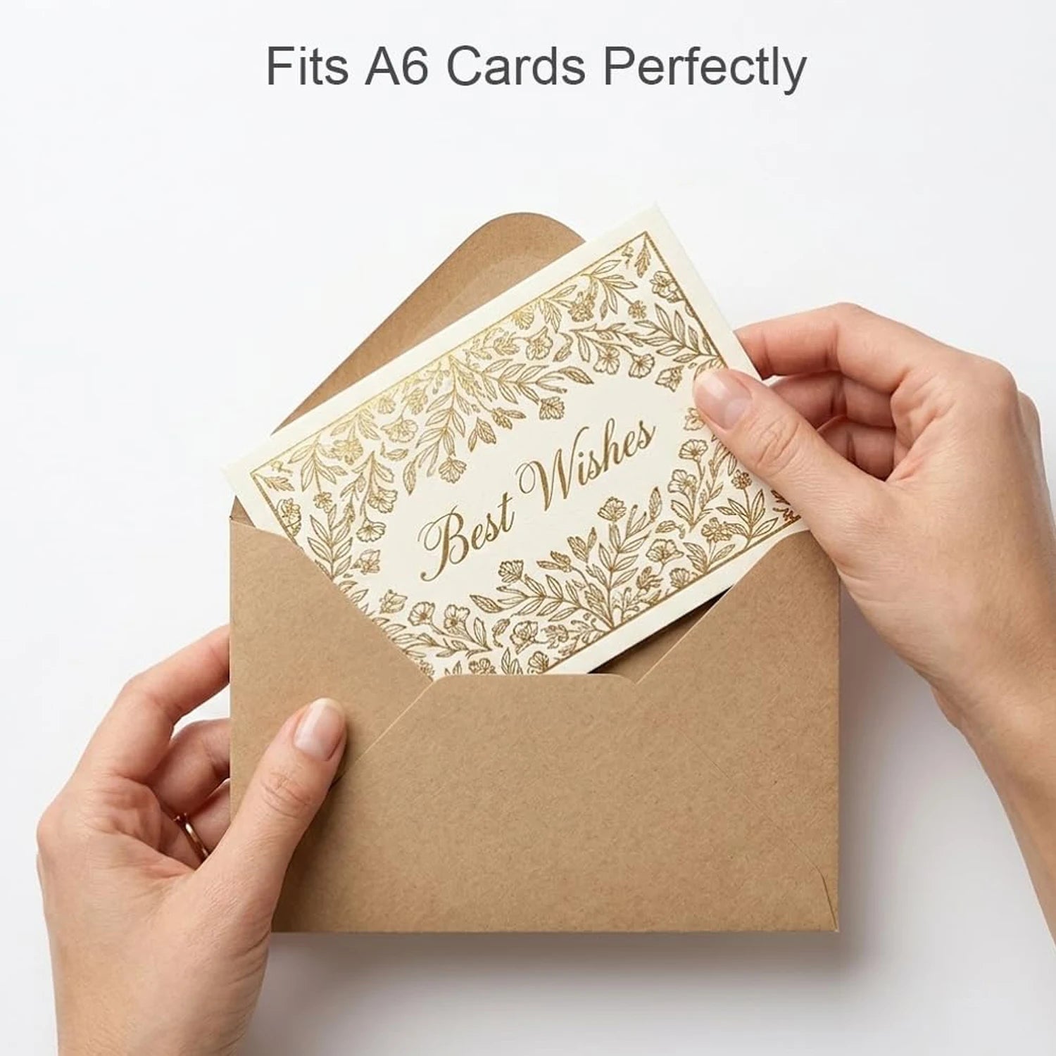 Kraft Paper Envelopes — 100 Pack A6 V-Flap Stationery for Invitations