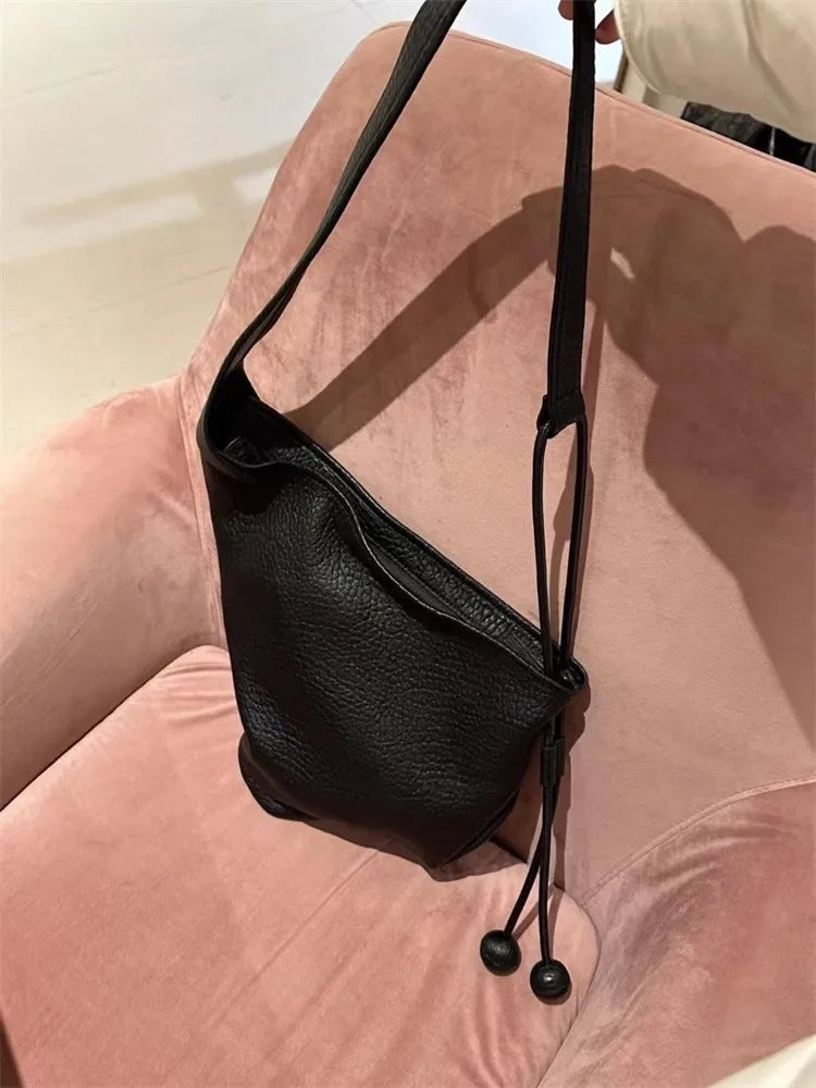Women's Quilted PU Leather Shoulder Bag — Asymmetric Textured Crossbody