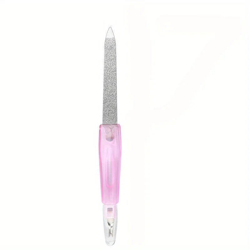 Stainless Steel 2-in-1 Nail File Buffer — Professional Manicure Tool