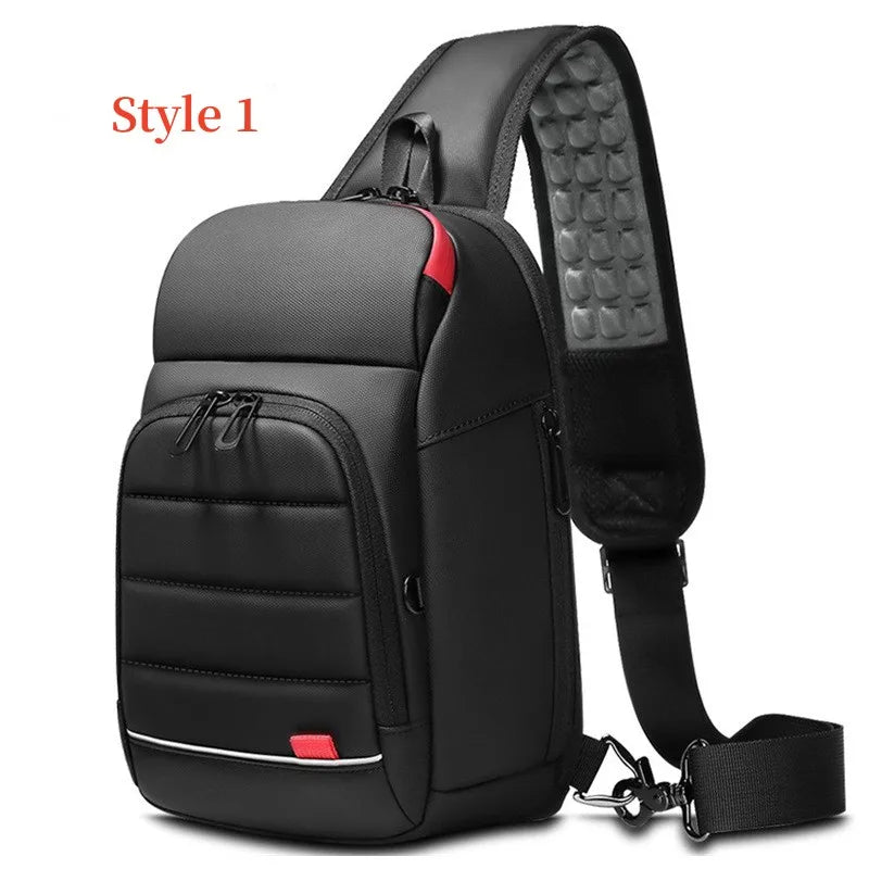 Men's Oxford Sling Bag — Waterproof Messenger Crossbody with USB Port