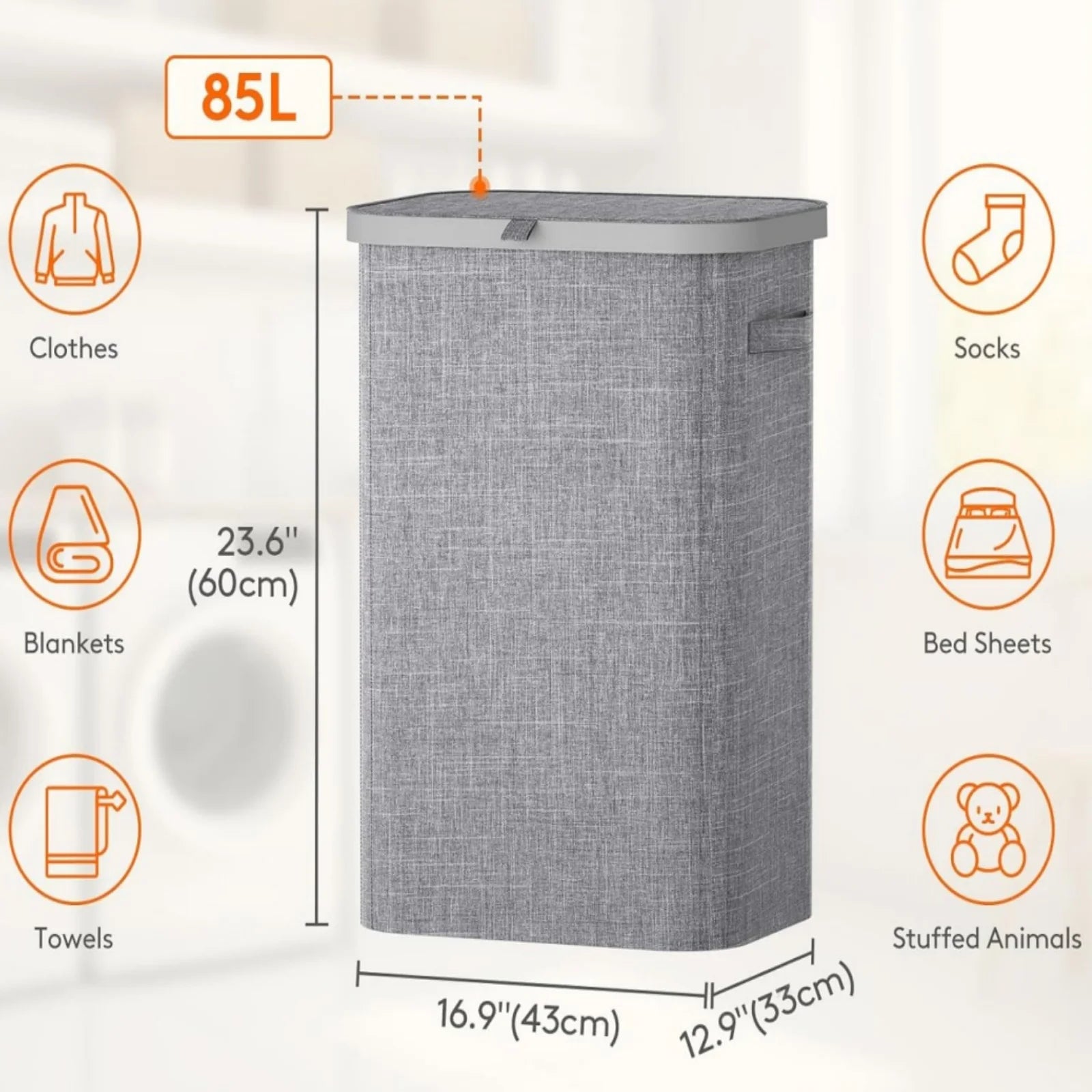 Rolling Laundry Hamper with Lid — Portable Oxford Fabric Storage Basket