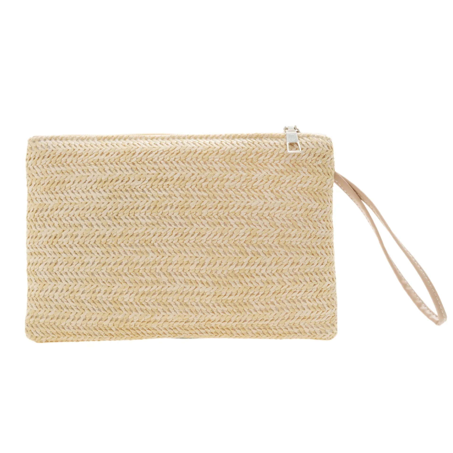Woven Straw Wristlet Clutch — Bohemian Beach Wallet & Phone Pouch