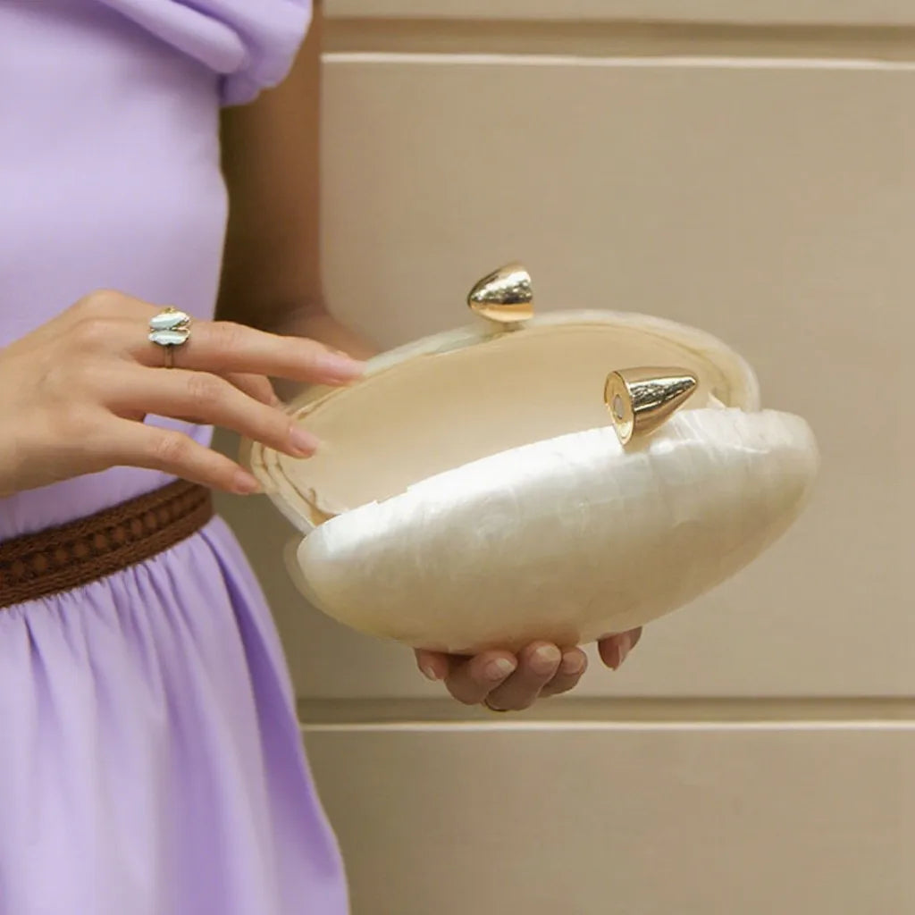 ABQP Retro Acrylic Marble Evening Bag — Elegant Minaudiere Clutch for Parties