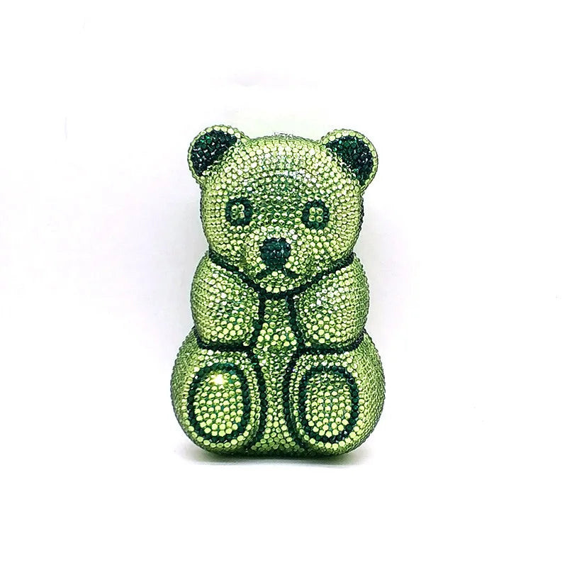 Crystal Teddy Bear Evening Clutch — Elegant Bridal Party Purse