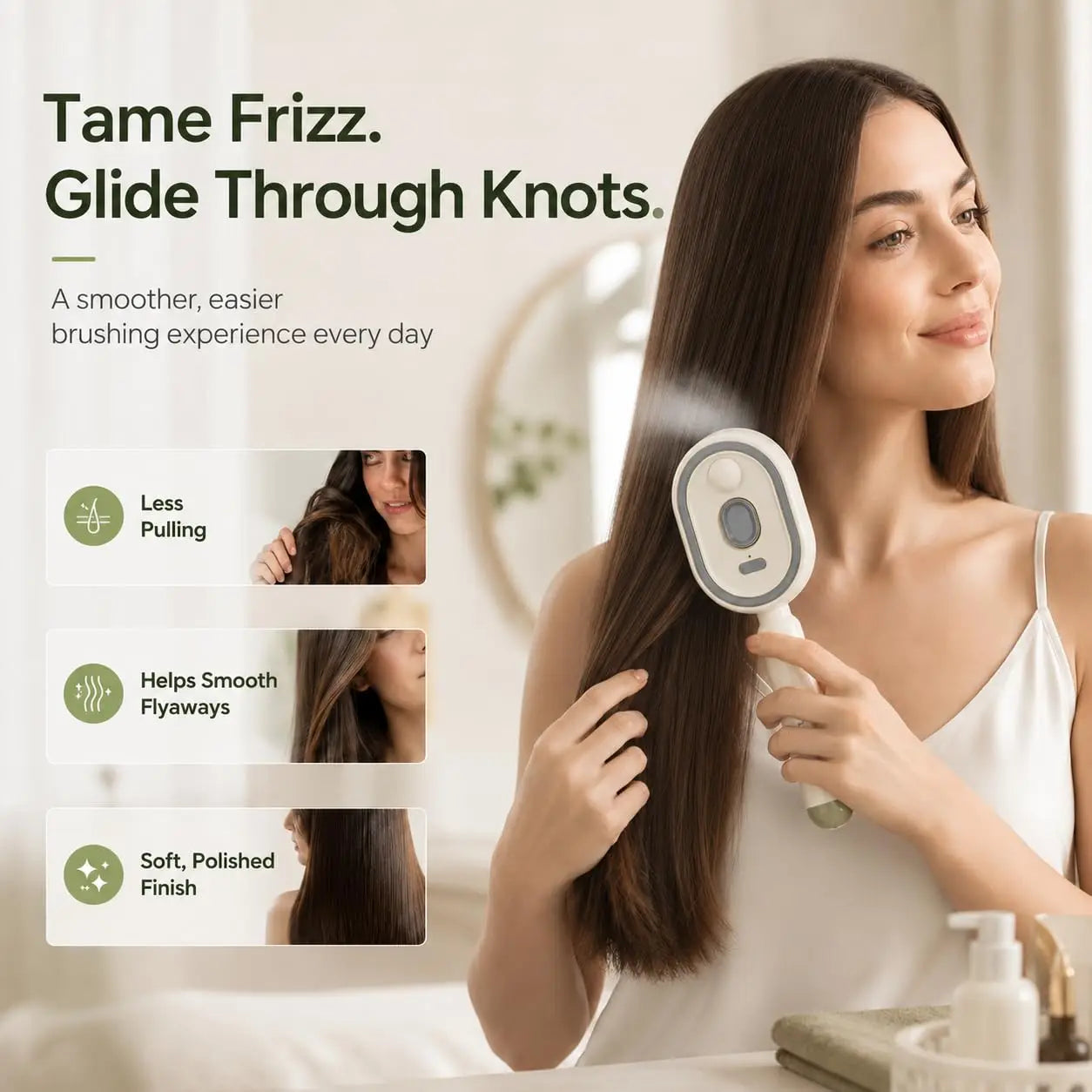 Electric Spray Hair Brush — Cordless Detangling & Anti-Static Styling Tool