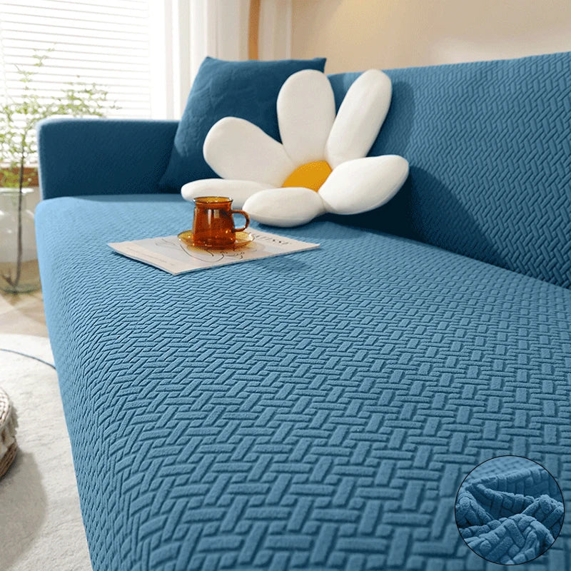 Jacquard Elastic Sofa Cover — Stretch Polar Fleece Slipcover Protector