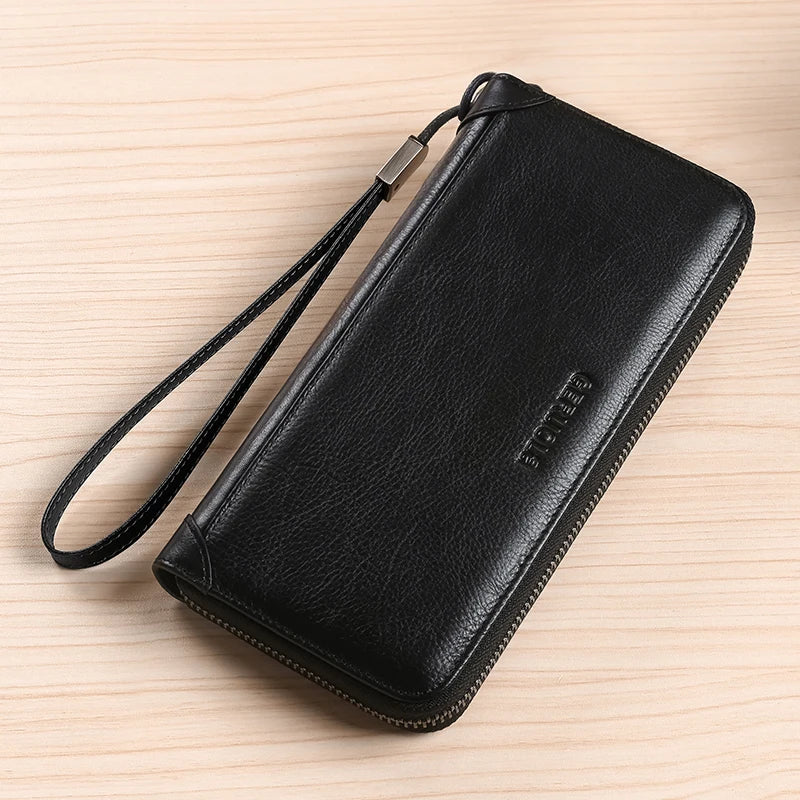 GERUOLA Men's Genuine Leather Long Wallet — Large Capacity Travel Organizer