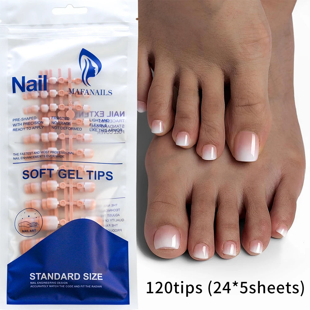 100pc Press On Toenails — Short Square Fake Nail Set for Manicure