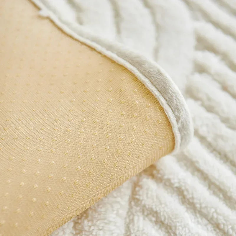 Plush Striped Sofa Cover — Non-Slip Thickened Furniture Protector