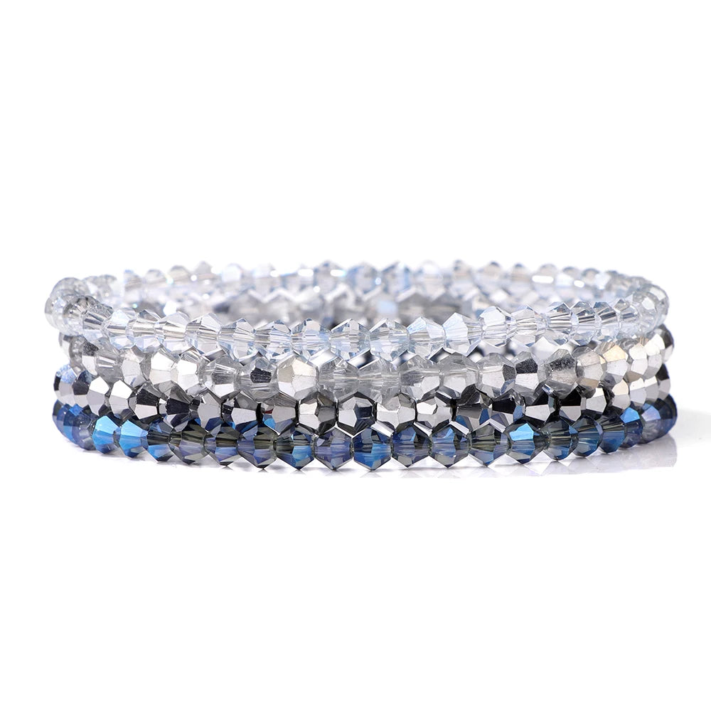 vinswet Crystal Bead Bracelet Set — Elegant Gold Tone Jewelry for Women