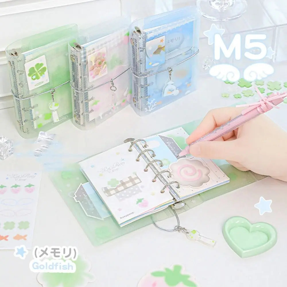 Cartoon Loose-Leaf Mini Notebook — Portable Twill Binder Journal