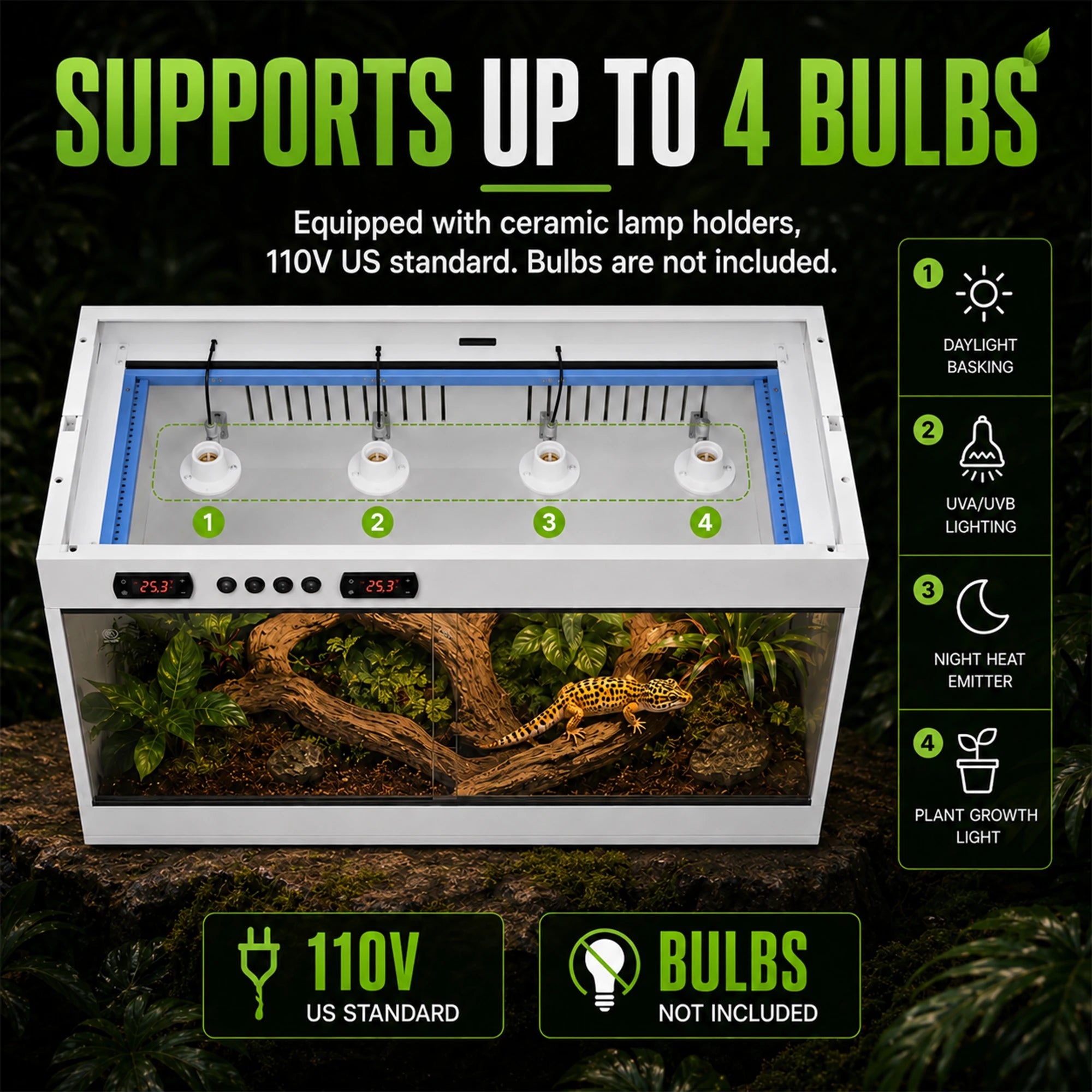 Reptile Terrarium Habitat — Stackable PVC & Tempered Glass Enclosure
