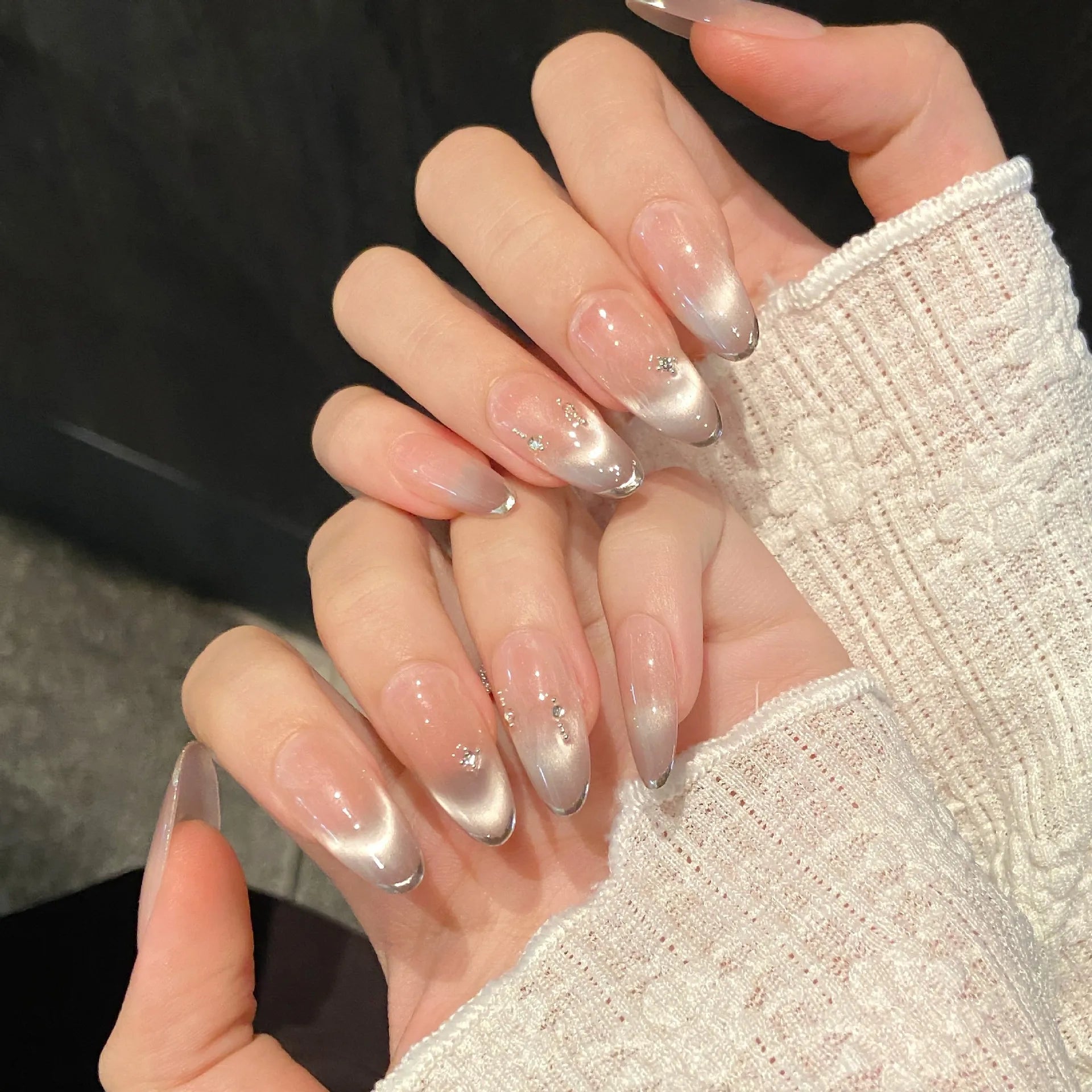 Handmade Oval Press On Nails — Soft Pastel Style for Daily Wear or Parties