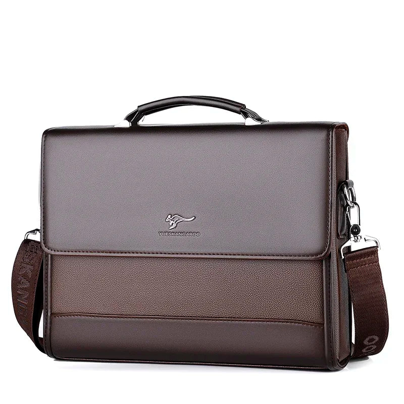 Men's PU Leather Business Briefcase — Professional Laptop Tote & Document Organizer