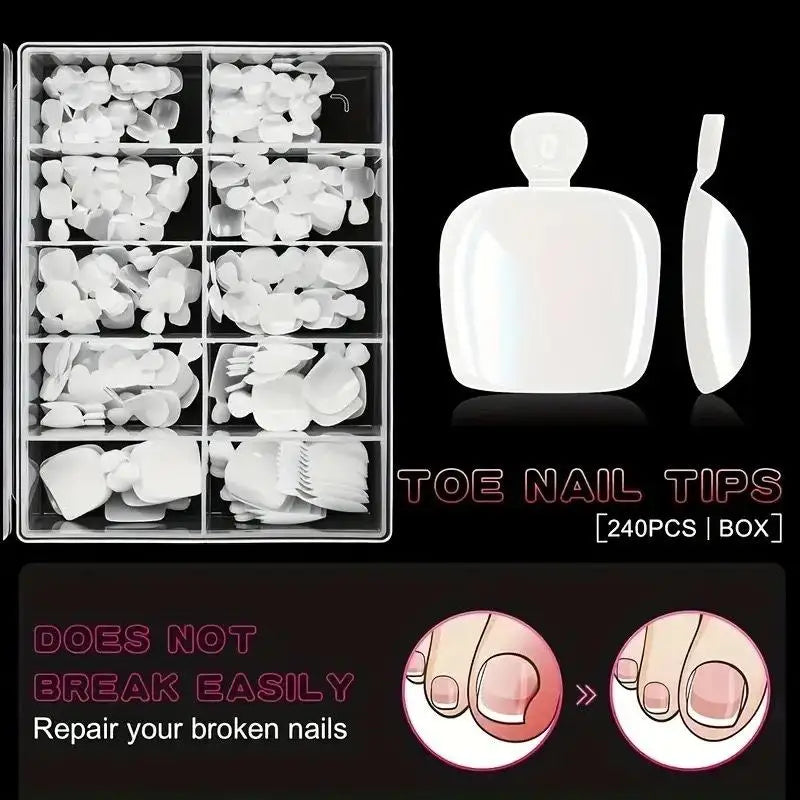 Cappuvini Press On Toenails — 120Pcs Clear Full Cover Gel Tips