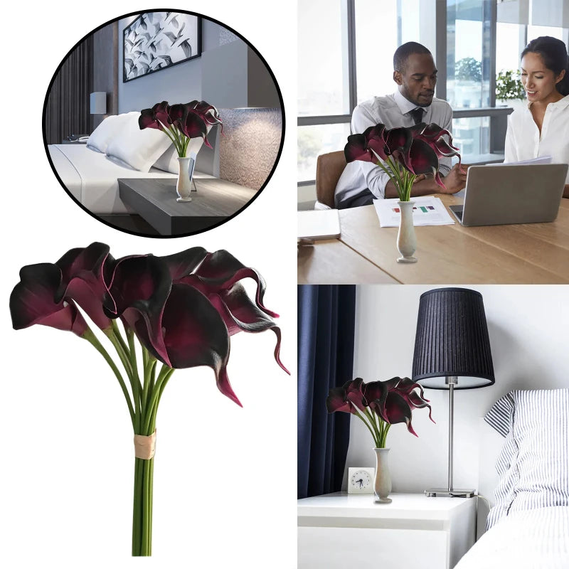 Artificial Calla Lily Flowers — Lifelike PU Floral Arrangement for Decor