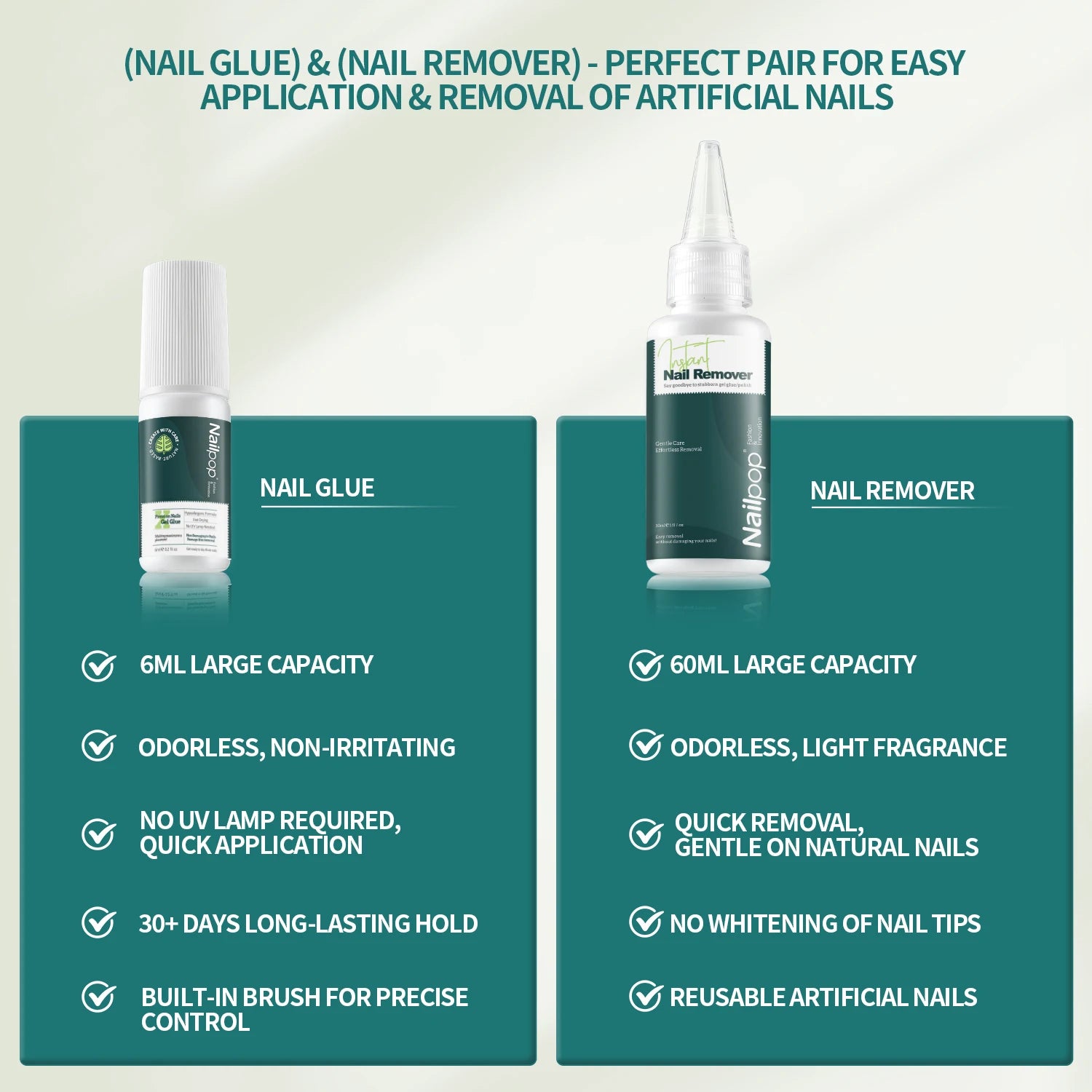 Nailpop Press On Nail Glue — Strong Long Lasting Adhesive & Remover Kit