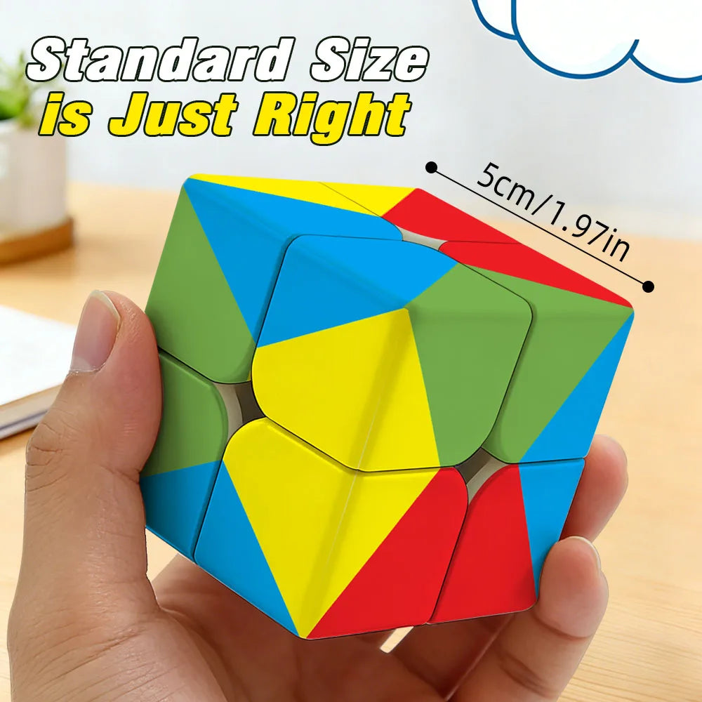 Rainbow 2x2 Magic Cube — Colorful UV Printed Brain Teaser Puzzle