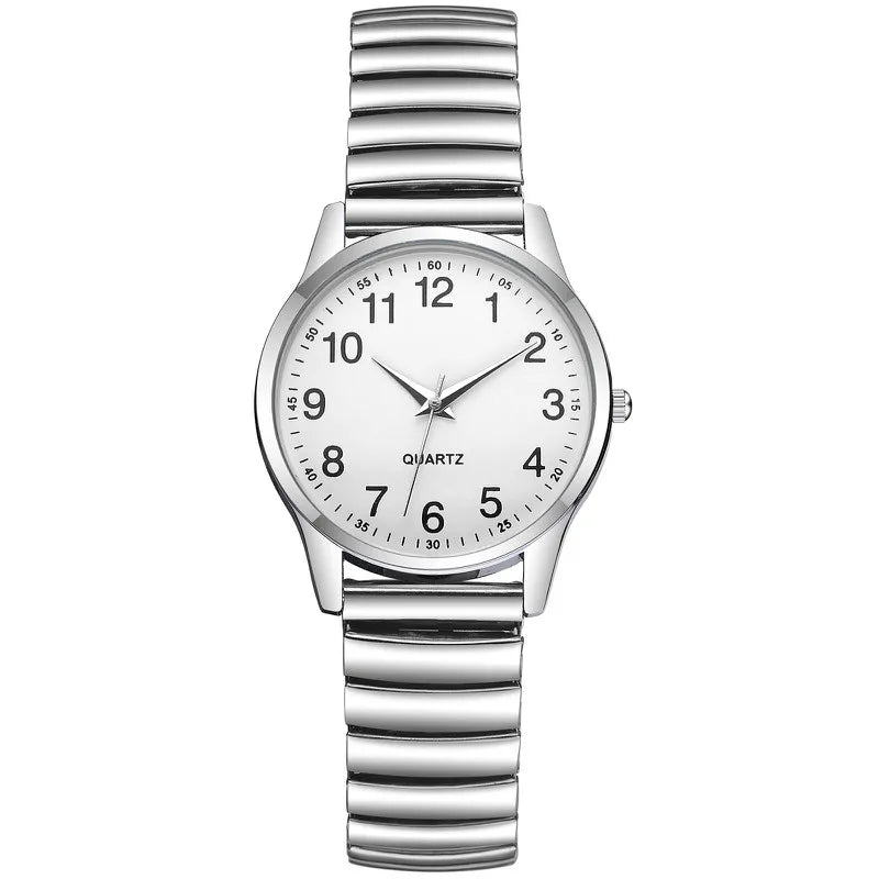 Fashion Couple Quartz Watches — Simple Arabic Dial with Elastic Band