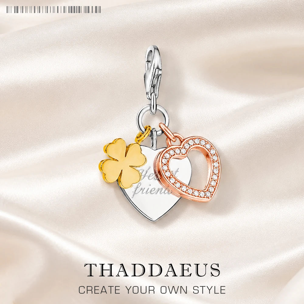 Thaddaeus Cloverleaf Heart Charm — Vintage 925 Sterling Silver Pendant