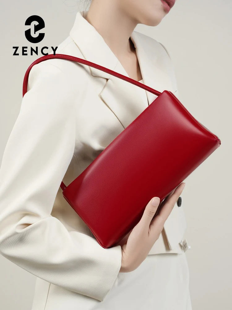 ZENCY Luxury Leather Shoulder Bag — Elegant Baguette Style Crossbody