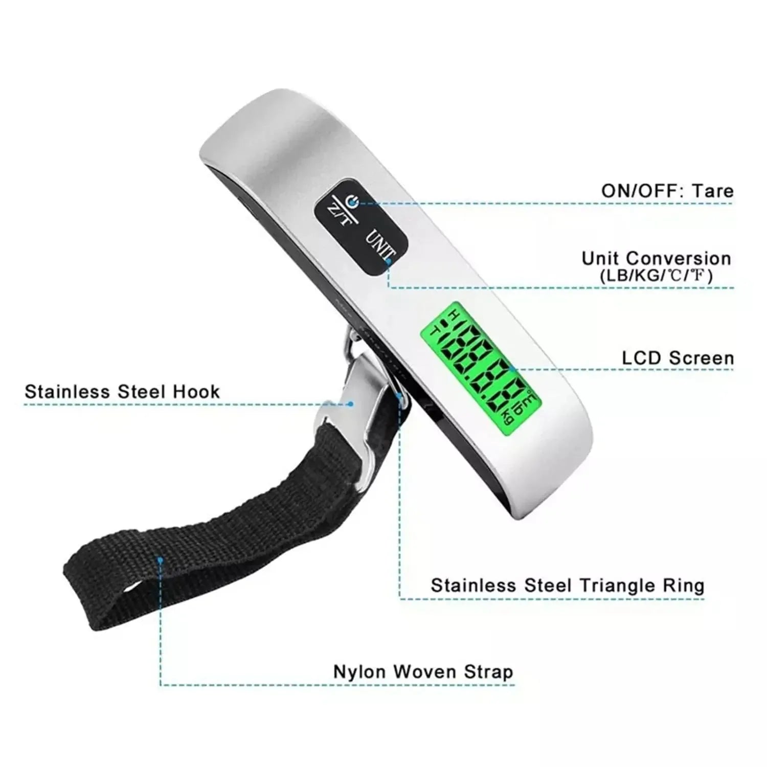 Digital Luggage Scale — Portable Handheld Weight Checker for Travel
