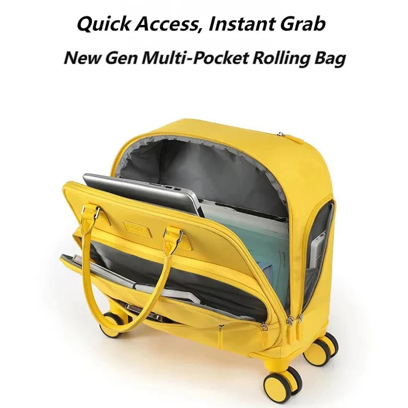 18 Inch Rolling Laptop Carry-On — Waterproof Business Travel Trolley Bag