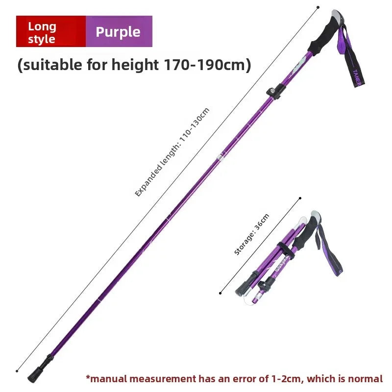 Aluminum Alloy Folding Hiking Stick — Lightweight Retractable Walking Pole