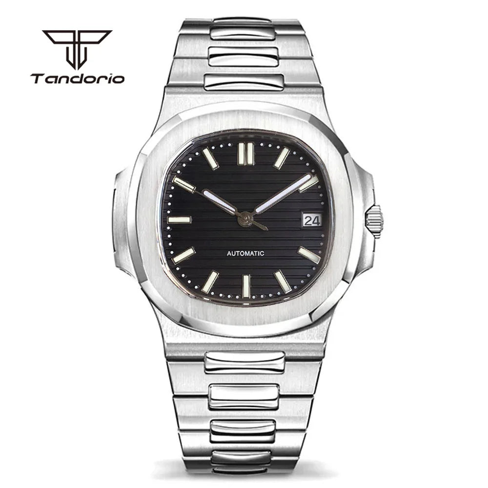 tandorio Square Automatic Watch — 40mm Stainless Steel Mechanical Wristwatch
