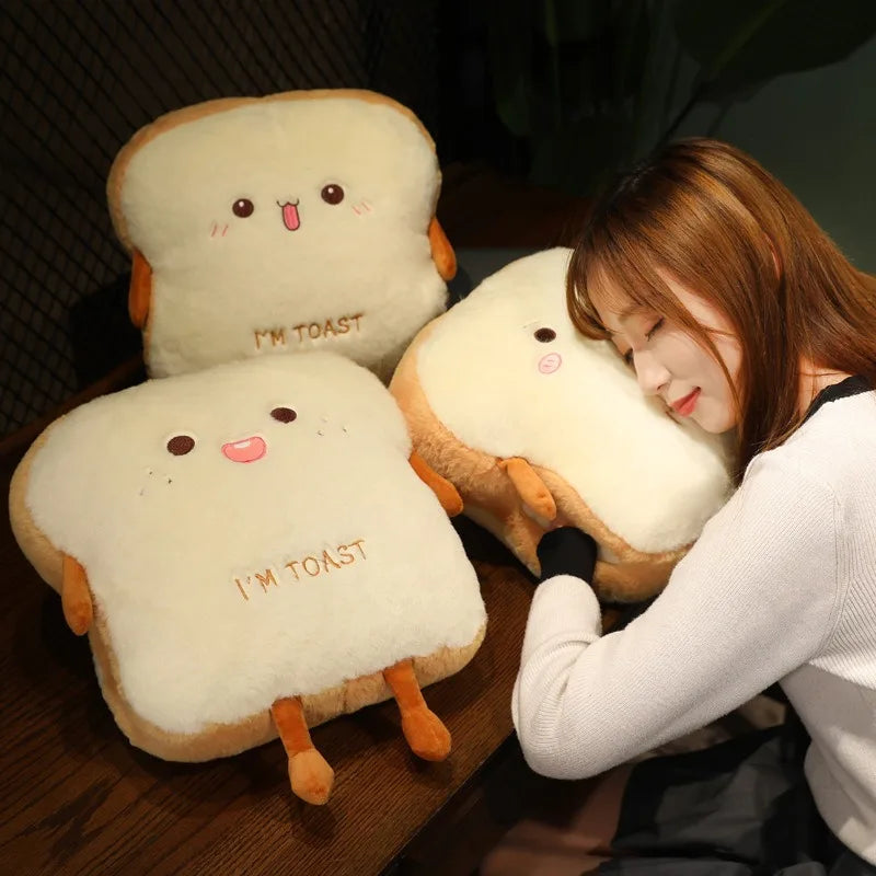 Plush Toast Hand Warmer Pillow — Soft Winter Nap Accessory