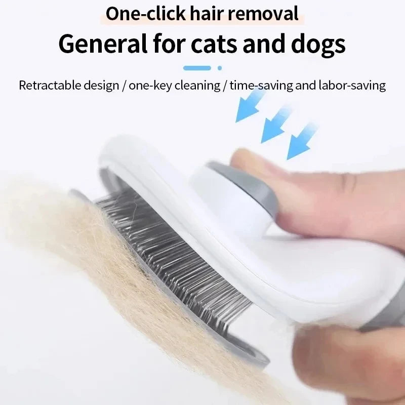 Self-Cleaning Pet Grooming Brush — De-matting Comb for Dogs and Cats