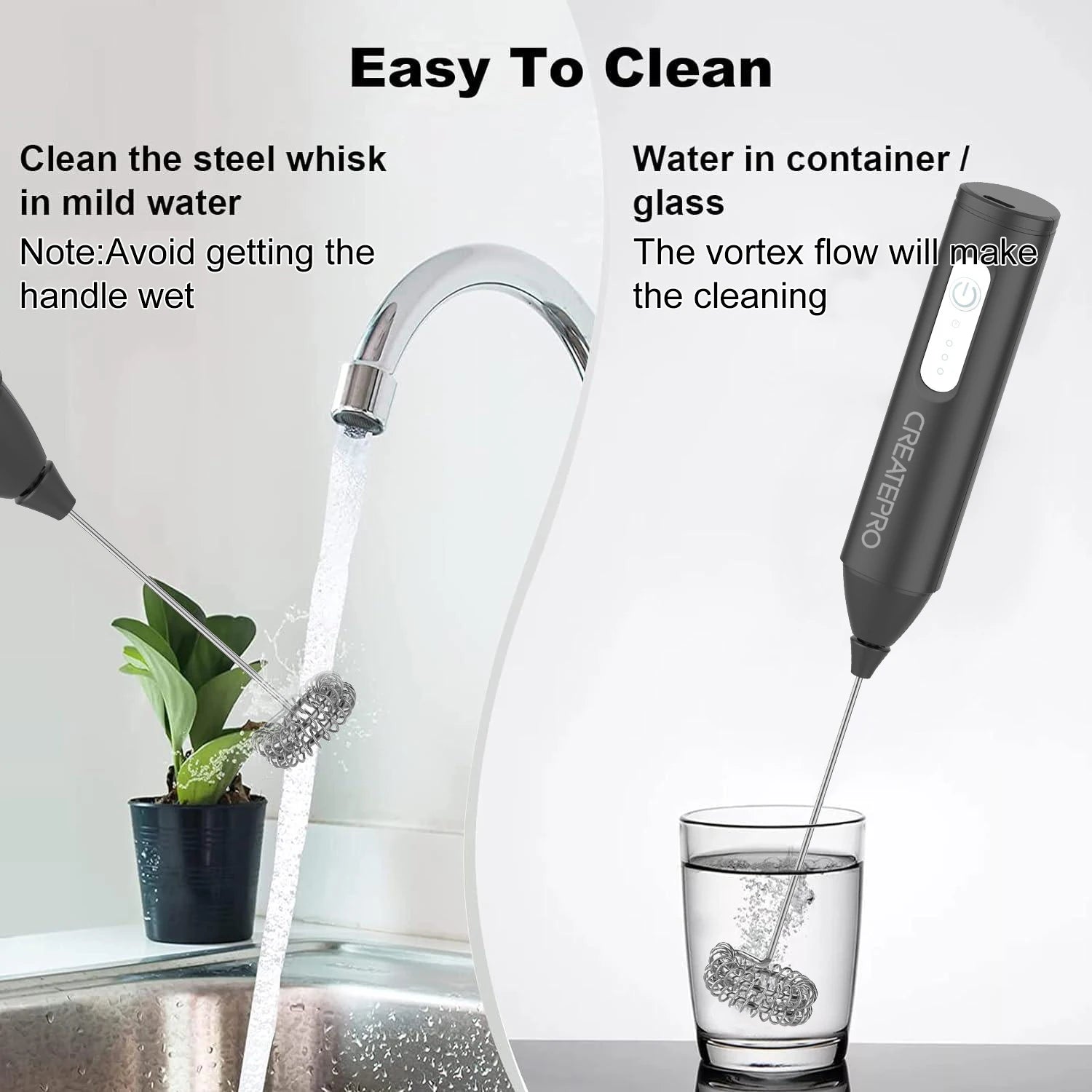 Rechargeable Electric Milk Frother — Automatic Handheld Foam Maker