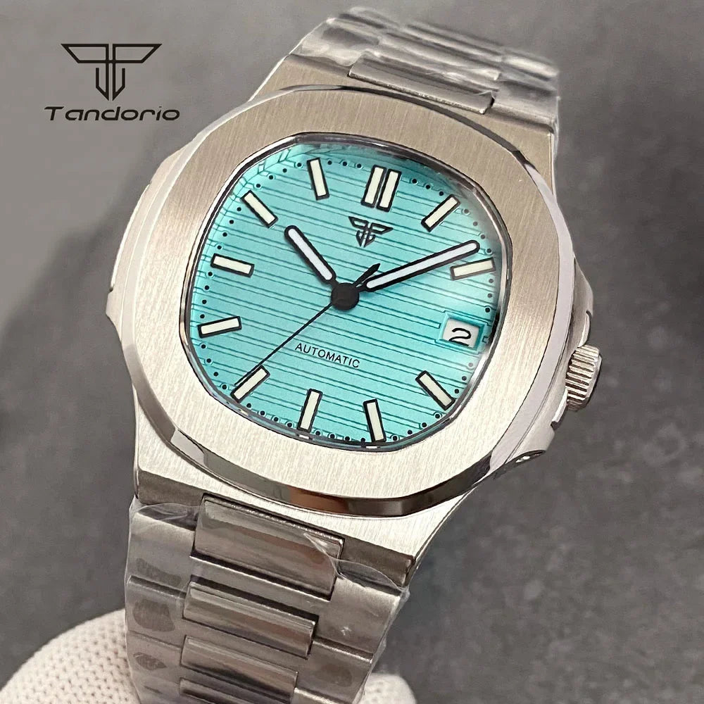 tandorio Square Automatic Watch — 40mm Stainless Steel Mechanical Wristwatch