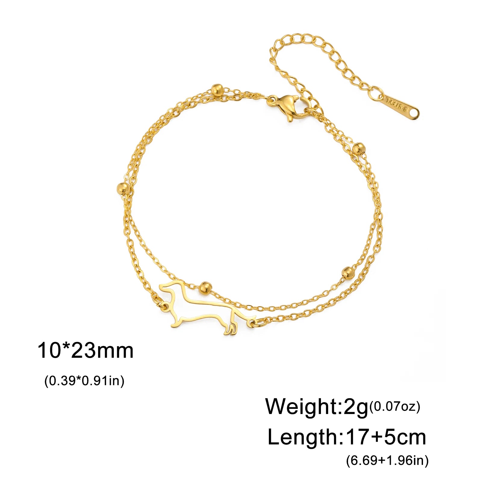 Dachshund Dog Stainless Steel Bracelet — Elegant Animal Jewelry for Women