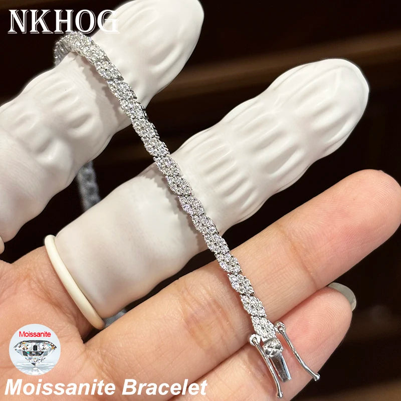 NKHOG Moissanite Tennis Bracelet — S925 Sterling Silver Sparkling Jewelry