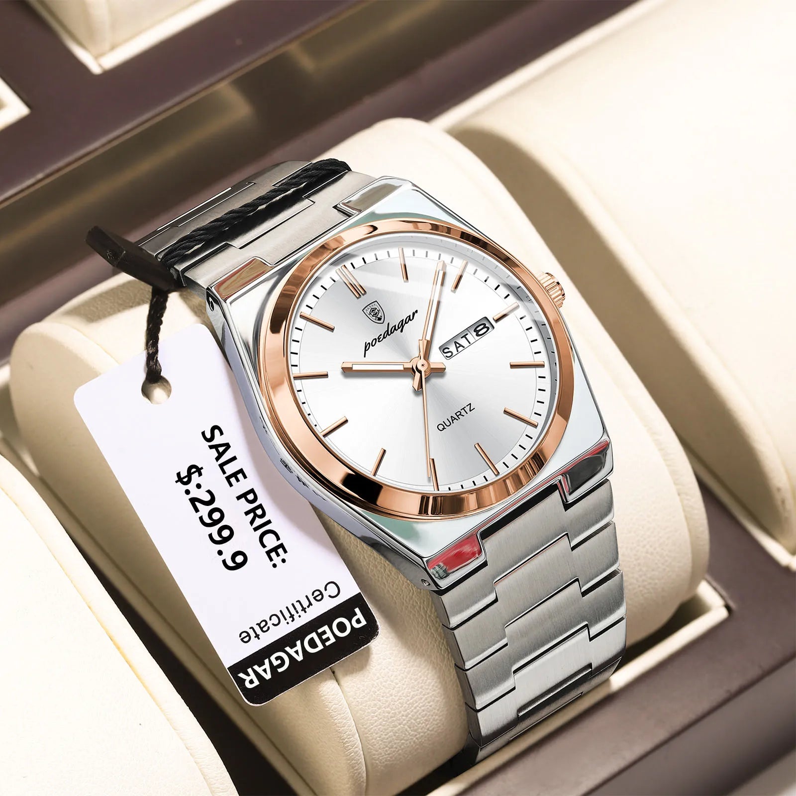 POEDAGAR Luxury Men's Quartz Watch — Stainless Steel Waterproof Wristwatch