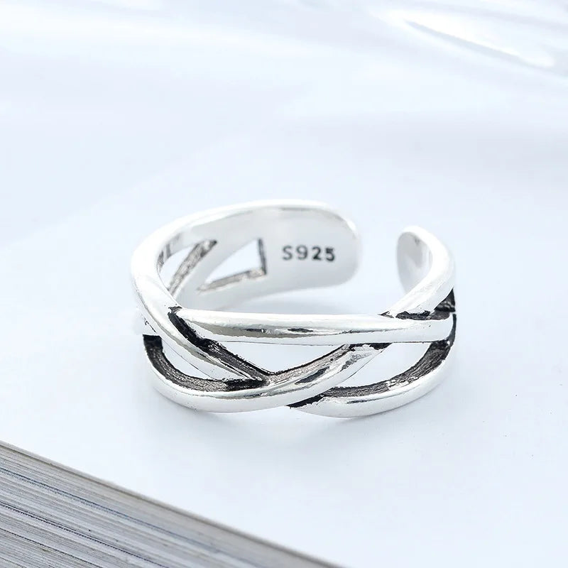 Sterling Silver Overlapping Ring — Elegant Cocktail Jewelry for Women